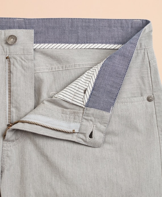 Heathered Stretch Cotton Five-Pocket Pants