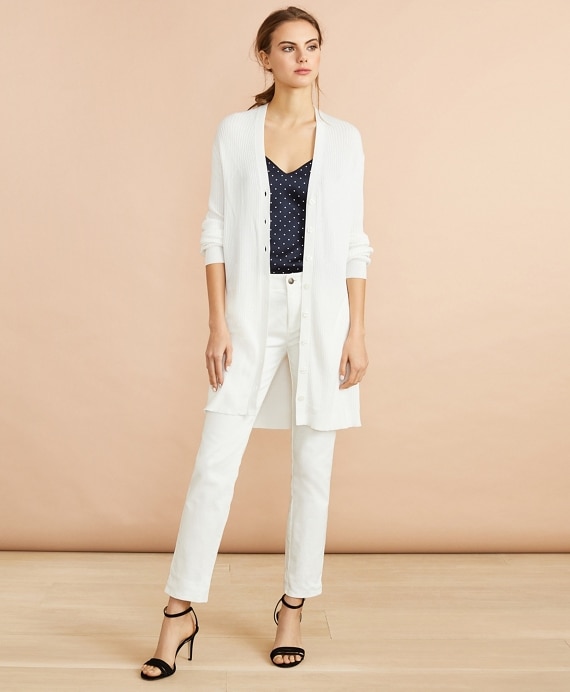 Rib-Knit Cotton Boyfriend Cardigan