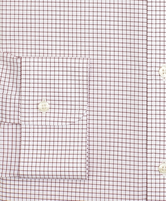 Stretch Madison Classic-Fit Dress Shirt, Non-Iron Poplin Button-Down Collar Small Grid Check