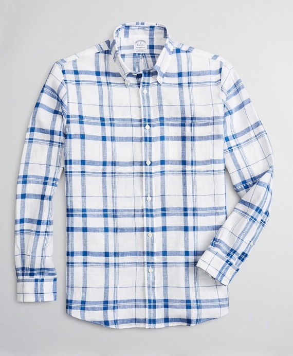 Regent Fitted Sport Shirt, Irish Linen Plaid