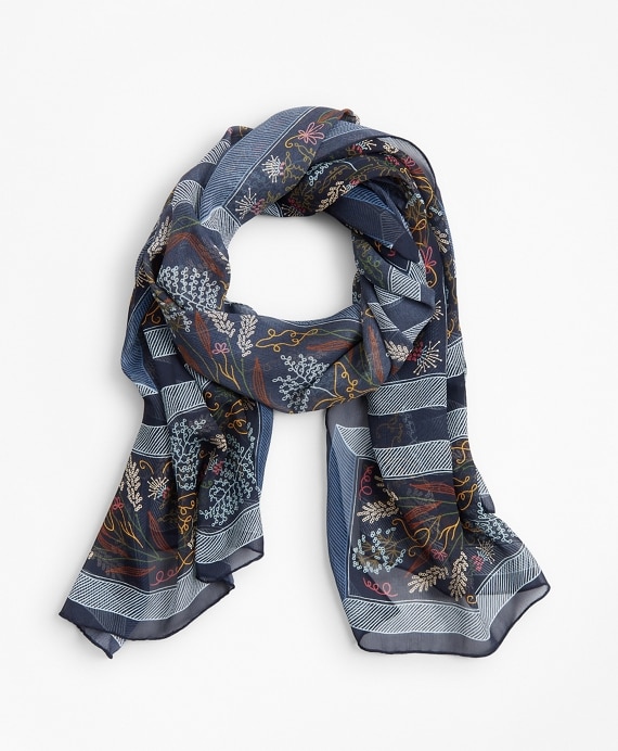 Floral-Print Silk Square Scarf