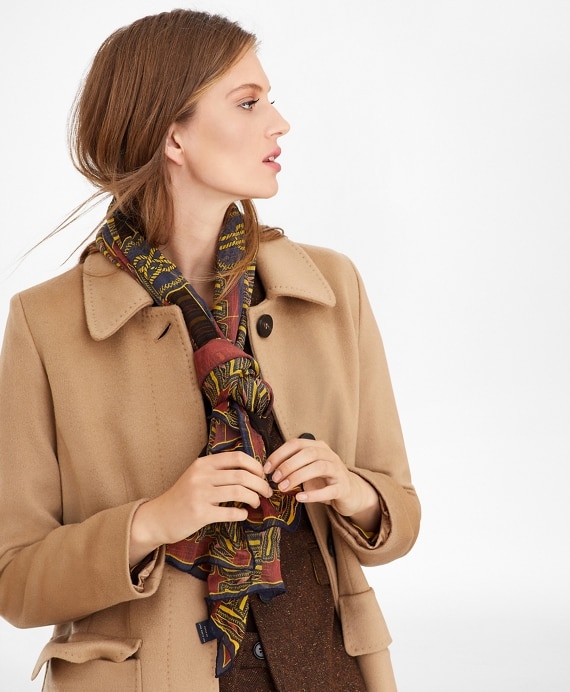 Knot-Print Silk Chiffon Oblong Scarf