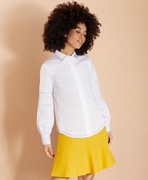 Bishop-Sleeve Poplin Blouse
