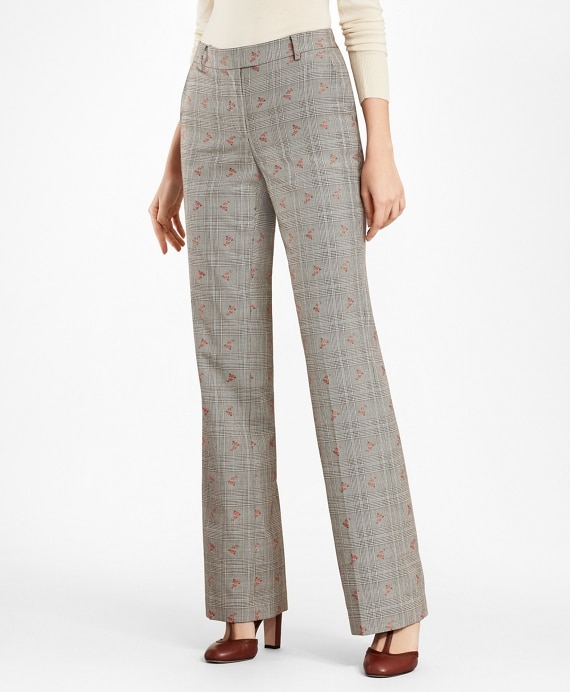 Petite Floral Glen Plaid Wool-Cotton Pants