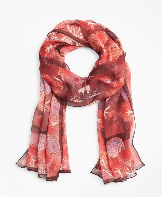 Floral-Print Silk Chiffon Oblong Scarf