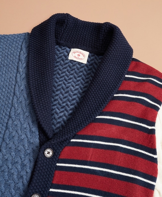 Cotton-Blend Patchwork Cardigan Sweater