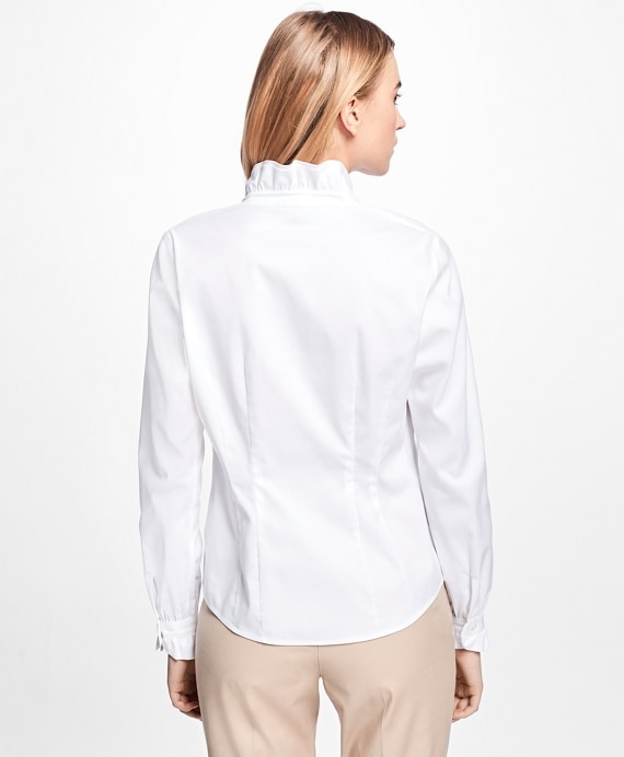 Petite Non-Iron Ruffle Pinpoint Oxford Dress Shirt