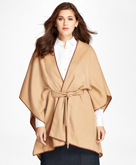 Leather-Trimmed Cashmere Kimono