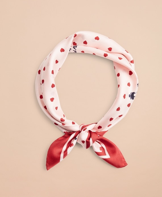 Heart-Print Silk Square Scarf