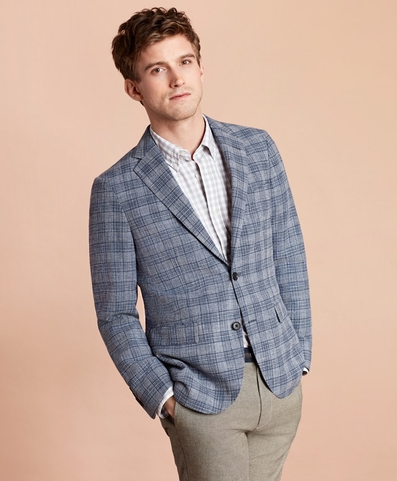 Multi-Plaid Cotton-Blend Dobby Sport Coat