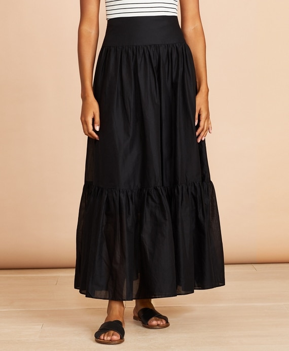 Flounced Cotton Maxi Skirt