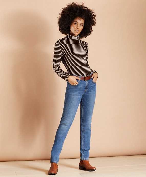 Striped Long-Sleeve Turtleneck