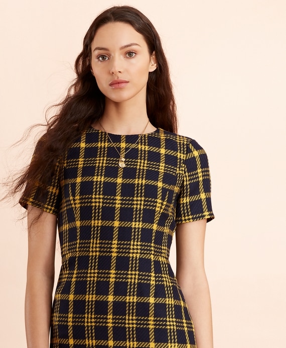 Plaid Wool-Blend Sheath Dress