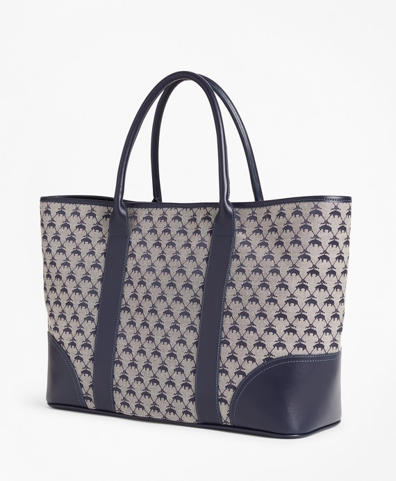 Leather-Trimmed Logo Jacquard Tote Bag