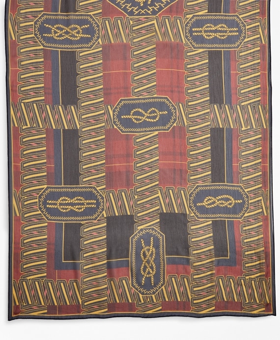 Knot-Print Silk Chiffon Oblong Scarf