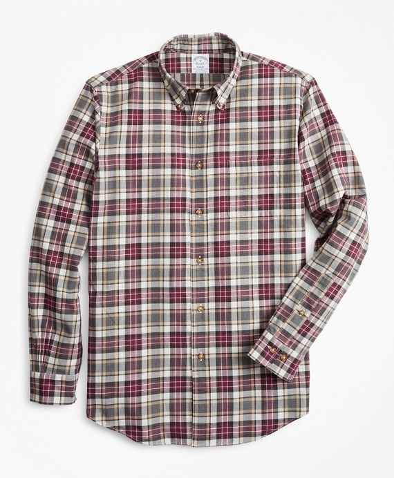Regent Fit Multi-Plaid Brushed Flannel Sport Shirt