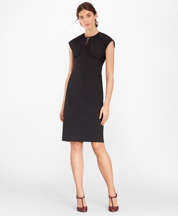 Stretch Wool Cap Sleeve Sheath Dress