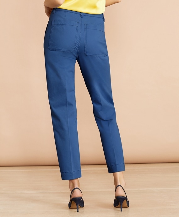 Stretch Cotton Twill Ankle Pants