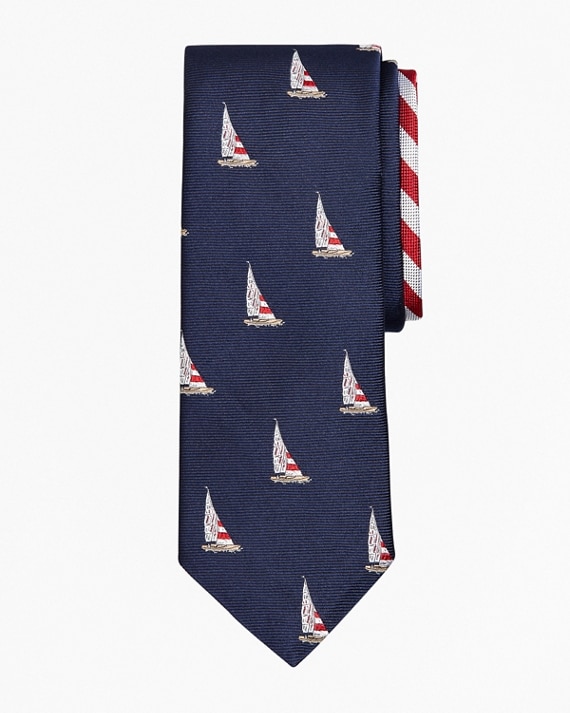 Sailboat and Stripe Tie