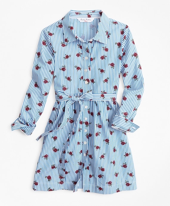 Girls Floral Stripe Shirtdress