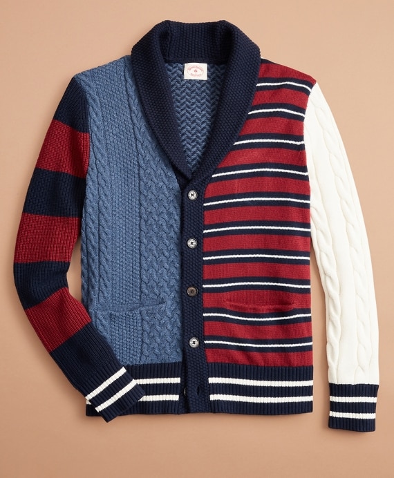 Cotton-Blend Patchwork Cardigan Sweater