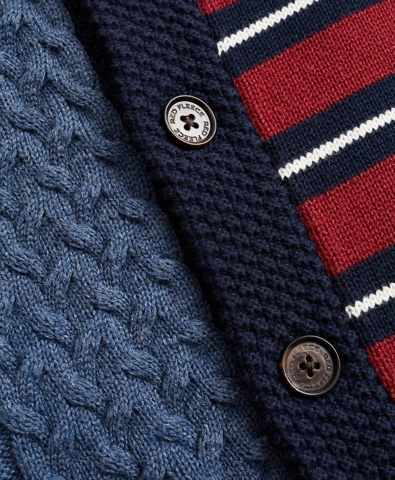 Cotton-Blend Patchwork Cardigan Sweater