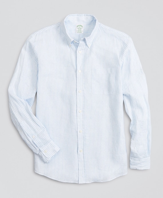 Milano Slim-Fit Sport Shirt, Irish Linen Dobby Stripe