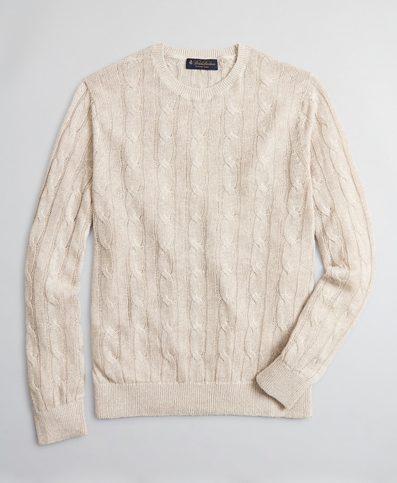 Linen Cable Crewneck Sweater
