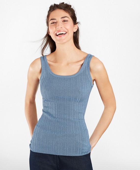 Metallic Rib-Knit Shell