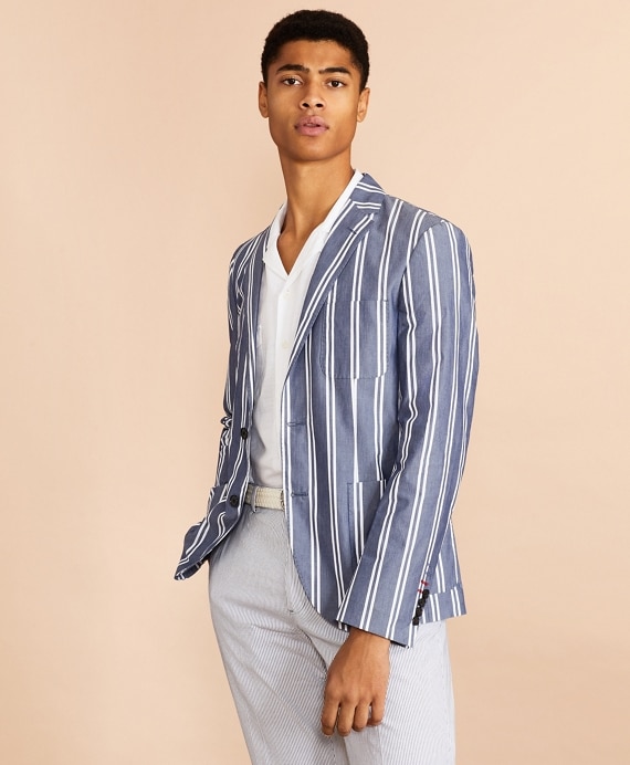 Striped Cotton Chambray Sport Coat