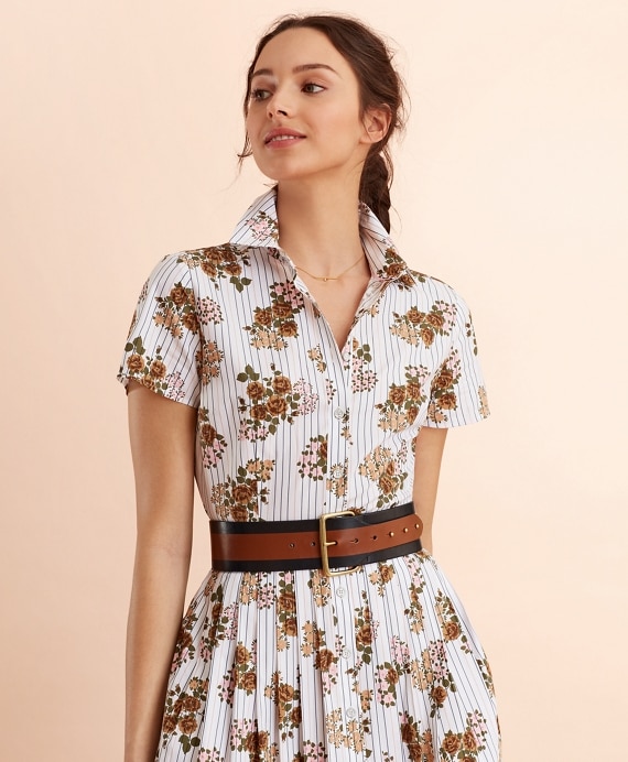 Striped Leather Wide Waist Belt