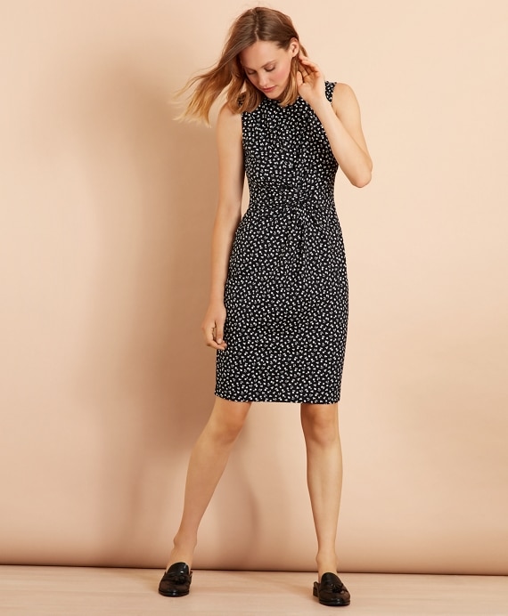 Floral-Print Ruched Knot Jersey Sheath Dress