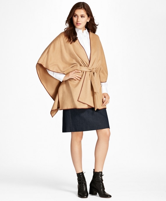 Leather-Trimmed Cashmere Kimono