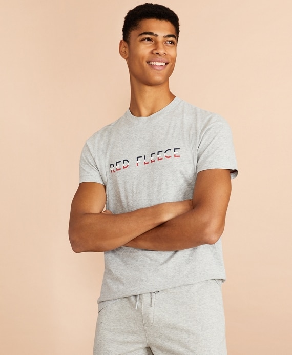 Jersey Cotton Red Fleece Graphic T-Shirt