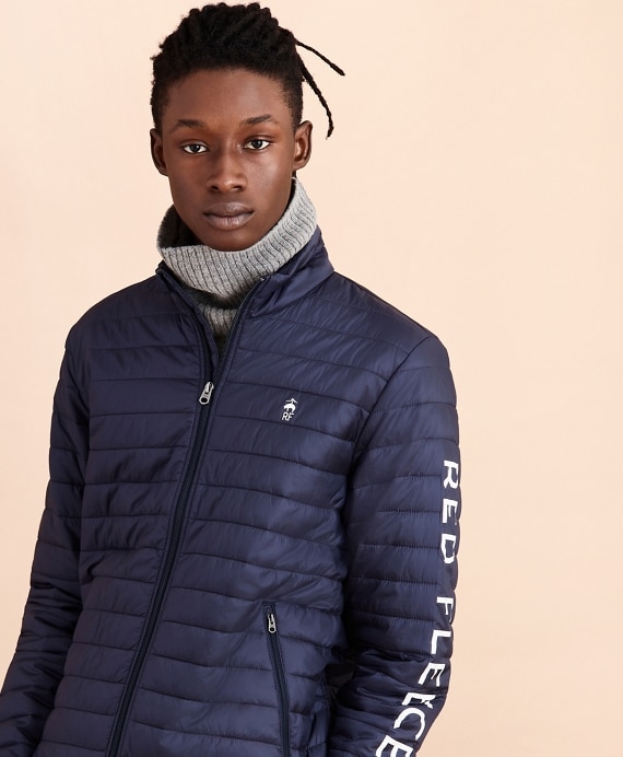 Water-Resistant Red Fleece Puffer Jacket