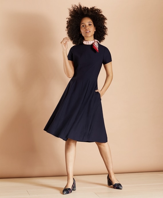 Wool-Blend Twill A-Line Dress