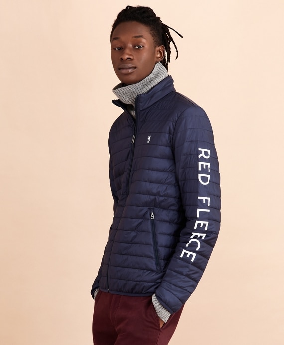 Water-Resistant Red Fleece Puffer Jacket