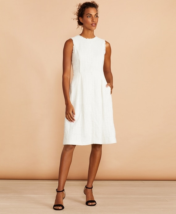Fringe-Trimmed Boucle Dress