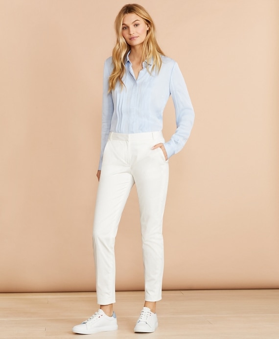 Pintucked Crepe Blouse