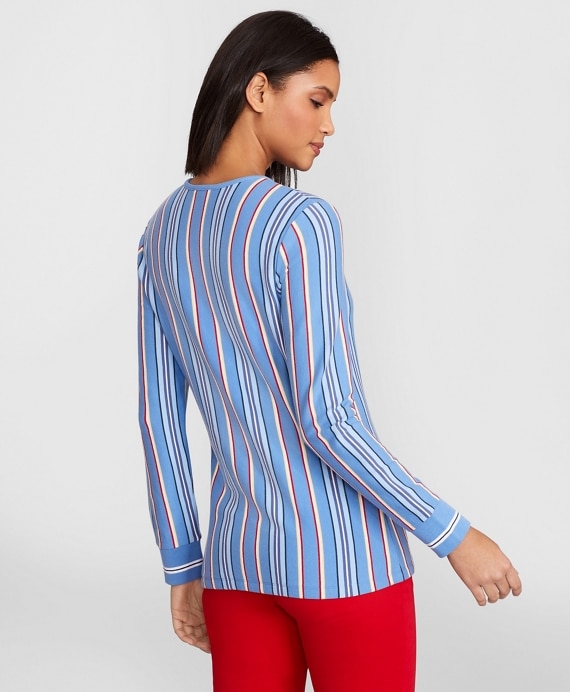 Striped Supima® Cotton Jersey Henley Tunic