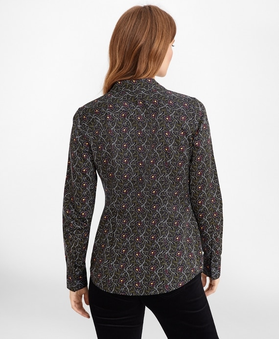 Violet-Print Cotton Sateen Fitted Shirt