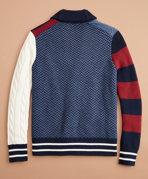 Cotton-Blend Patchwork Cardigan Sweater