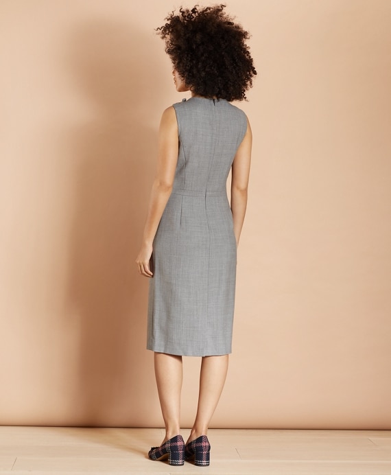 Bow-Neck Wool-Blend Twill Sheath Dress