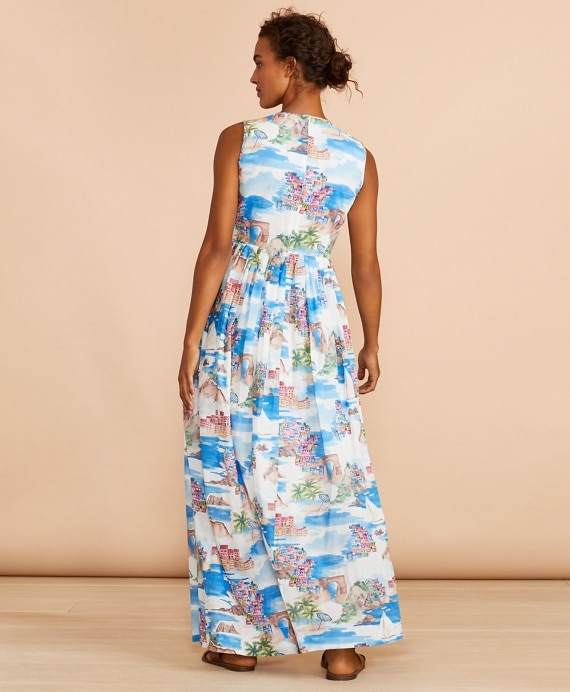 Costal-Print Cotton Maxi Dress