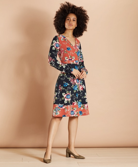 Floral-Print Satin Dress