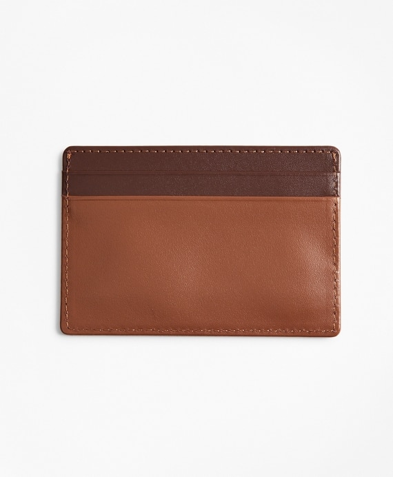 Embossed Leather Card Case Saddle Trim