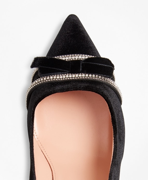 Rhinestone-Trimmed Velvet Point-Toe Pumps