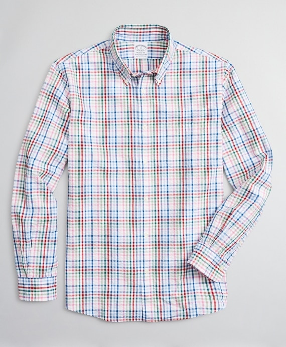 Regent Fitted Sport Shirt, Seersucker Multi-Check