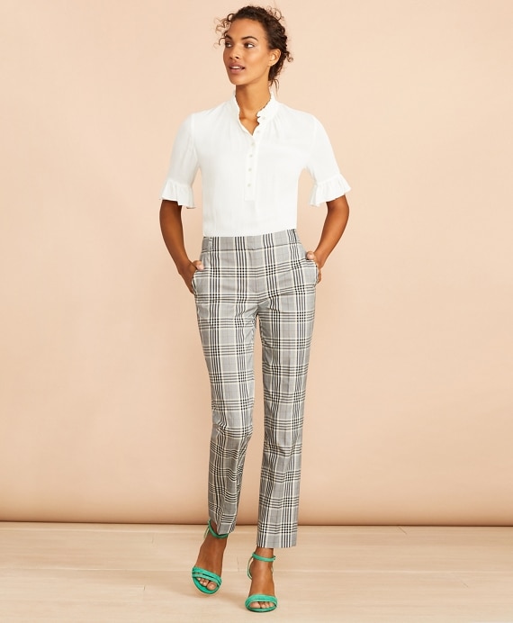Tartan Stretch-Cotton-Blend Cropped Pants