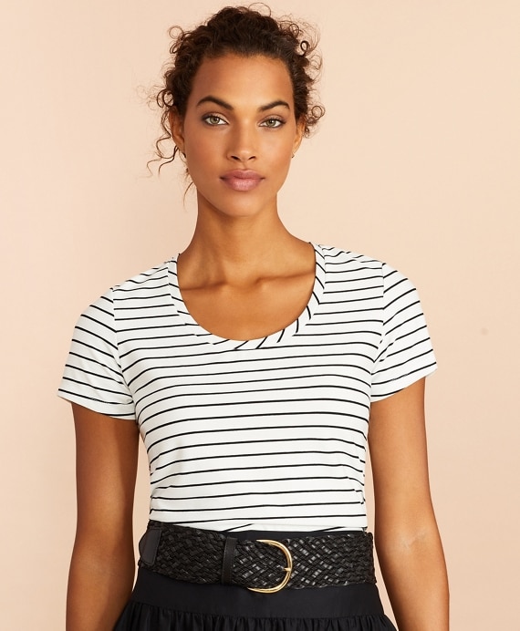 Striped Scoop-Neck T-Shirt